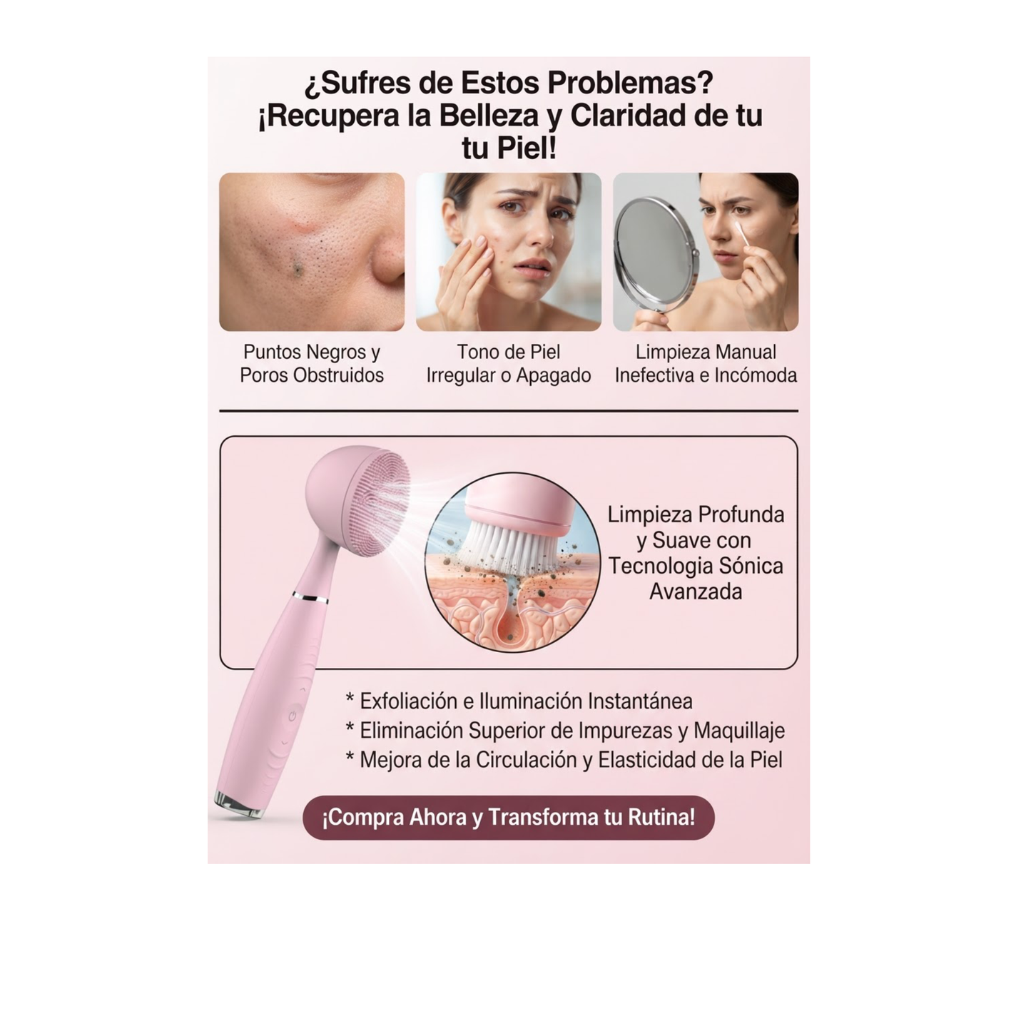 Cepillo Eléctrico de Limpieza Facial